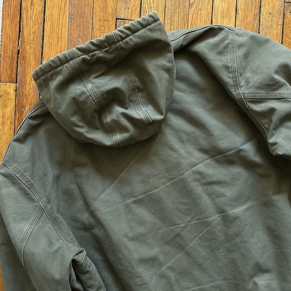 Vtg Y2K Carhartt J130 ARG Duck Canvas Hooded Chore Jacket Lined Men 3XL Green - Picture 14 of 16